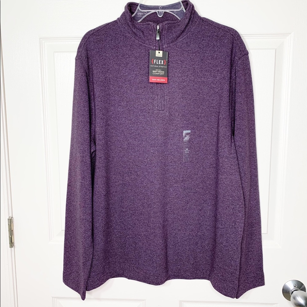 Men’s Van Heusen Flex Classic Fit Mock Neck 1/4 Zip Pullover Long Sleeve Shirt M